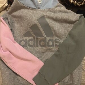 Adidas Gray and Pink Logo Sweatshirt
